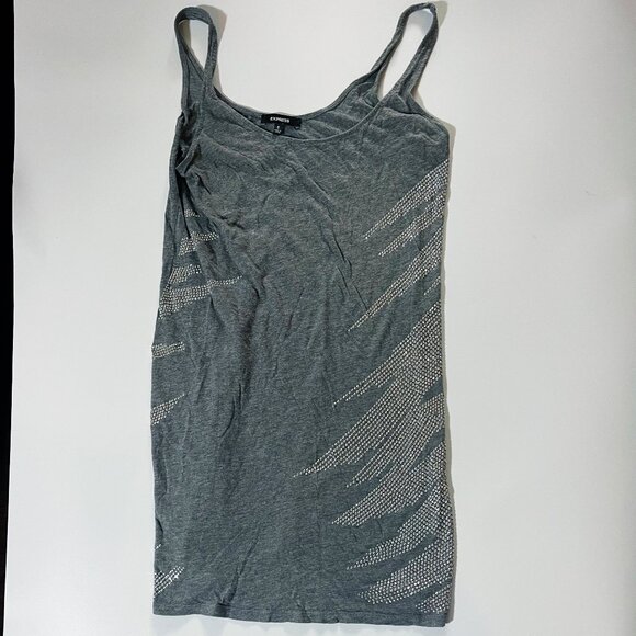 Express women's spaghetti strap gray pullover dress with sequin design size sm - Picture 1 of 6